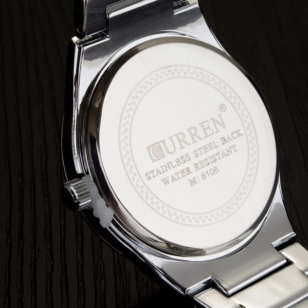 Luxury Brand Full Stainless Steel Analog Display Date Men's Quartz Watch Business Watch Men Watch