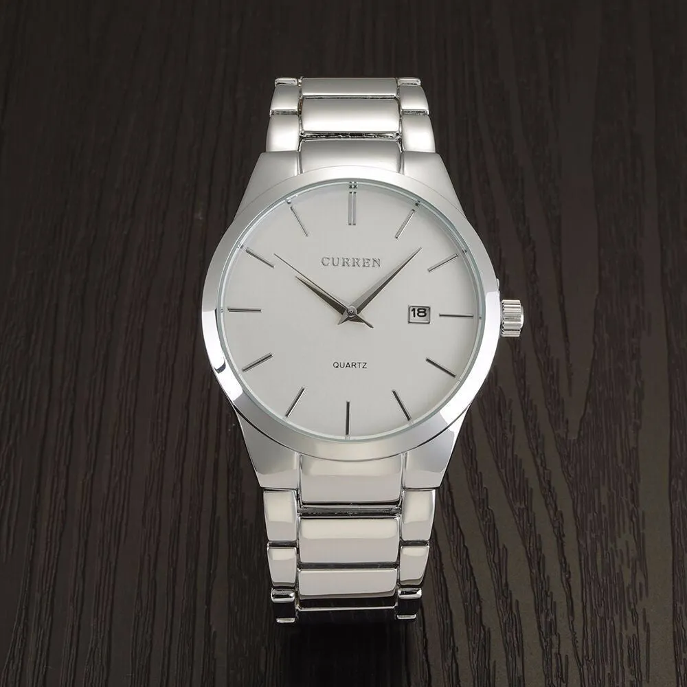Luxury Brand Full Stainless Steel Analog Display Date Men's Quartz Watch Business Watch Men Watch