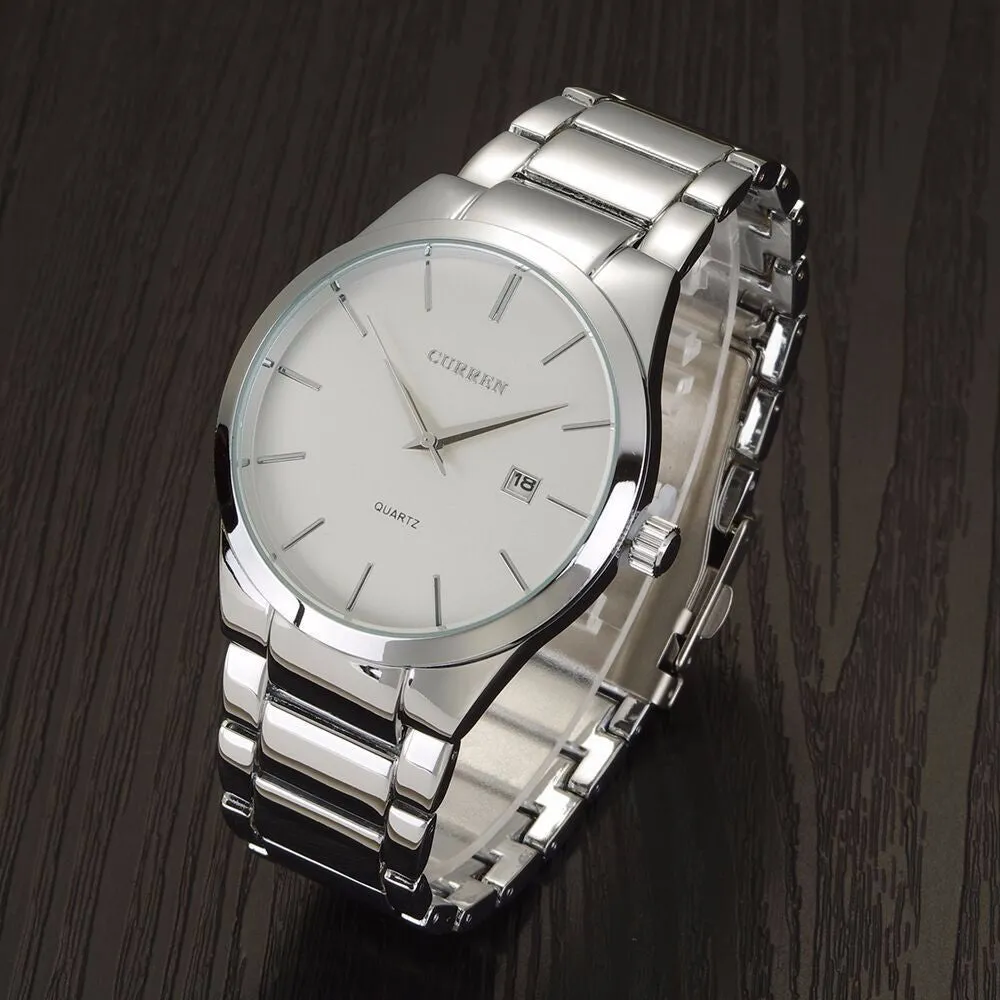Luxury Brand Full Stainless Steel Analog Display Date Men's Quartz Watch Business Watch Men Watch