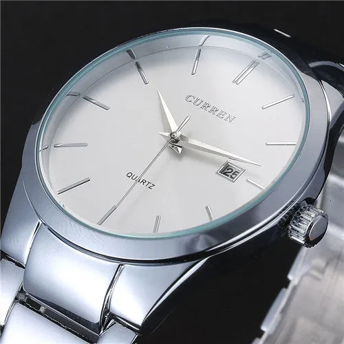 Luxury Brand Full Stainless Steel Analog Display Date Men's Quartz Watch Business Watch Men Watch