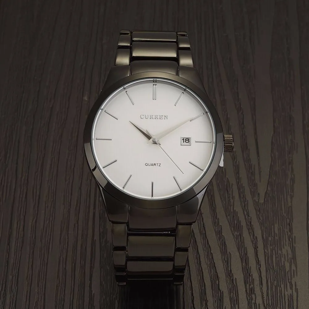 Luxury Brand Full Stainless Steel Analog Display Date Men's Quartz Watch Business Watch Men Watch