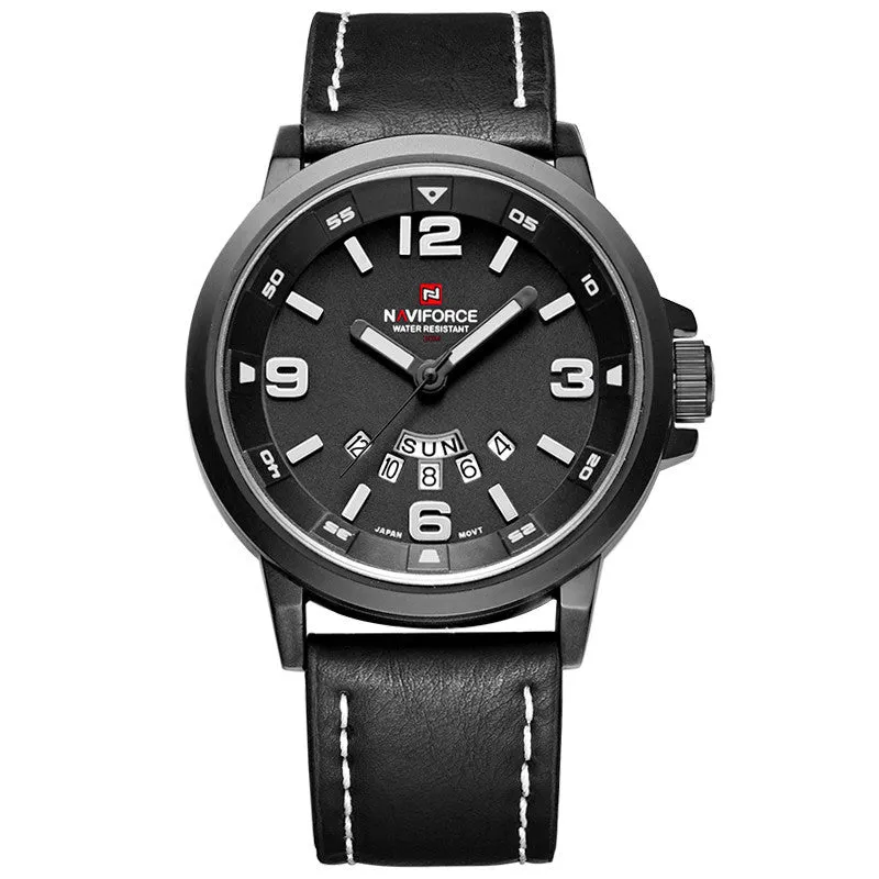Luxury NAVIFORCE Brand Genuine Leather Analog Display Date Men's Quartz Watch Sports Watches Men Wristwatch