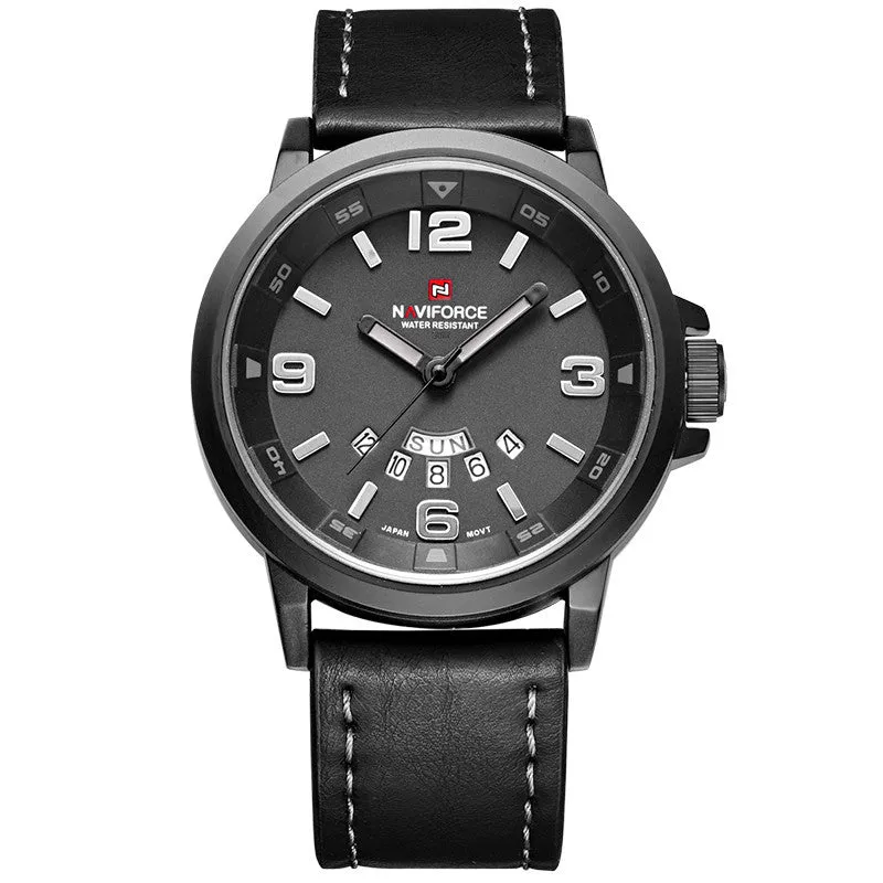 Luxury NAVIFORCE Brand Genuine Leather Analog Display Date Men's Quartz Watch Sports Watches Men Wristwatch