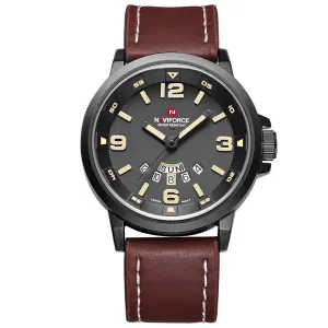 Luxury NAVIFORCE Brand Genuine Leather Analog Display Date Men's Quartz Watch Sports Watches Men Wristwatch