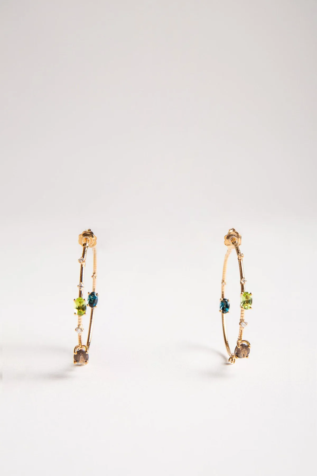 MATTIA CIELO | YELLOW GOLD MULTI STONE HOOP EARRINGS
