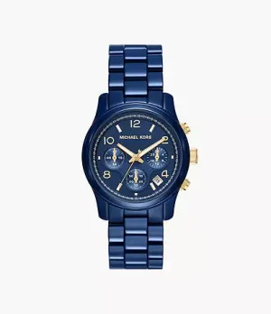 Michael Kors Women's Runway Chronograph Navy-Coated Stainless Steel Watch