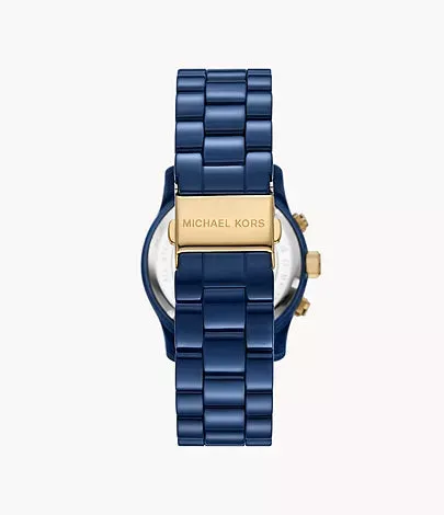 Michael Kors Women's Runway Chronograph Navy-Coated Stainless Steel Watch