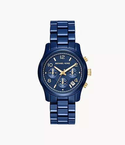 Michael Kors Women's Runway Chronograph Navy-Coated Stainless Steel Watch