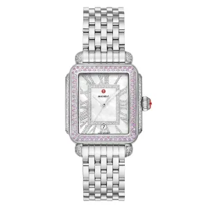 Michele Limited Edition Deco Madison Pink Sapphire Stainless Steel Watch - MWW06T000268