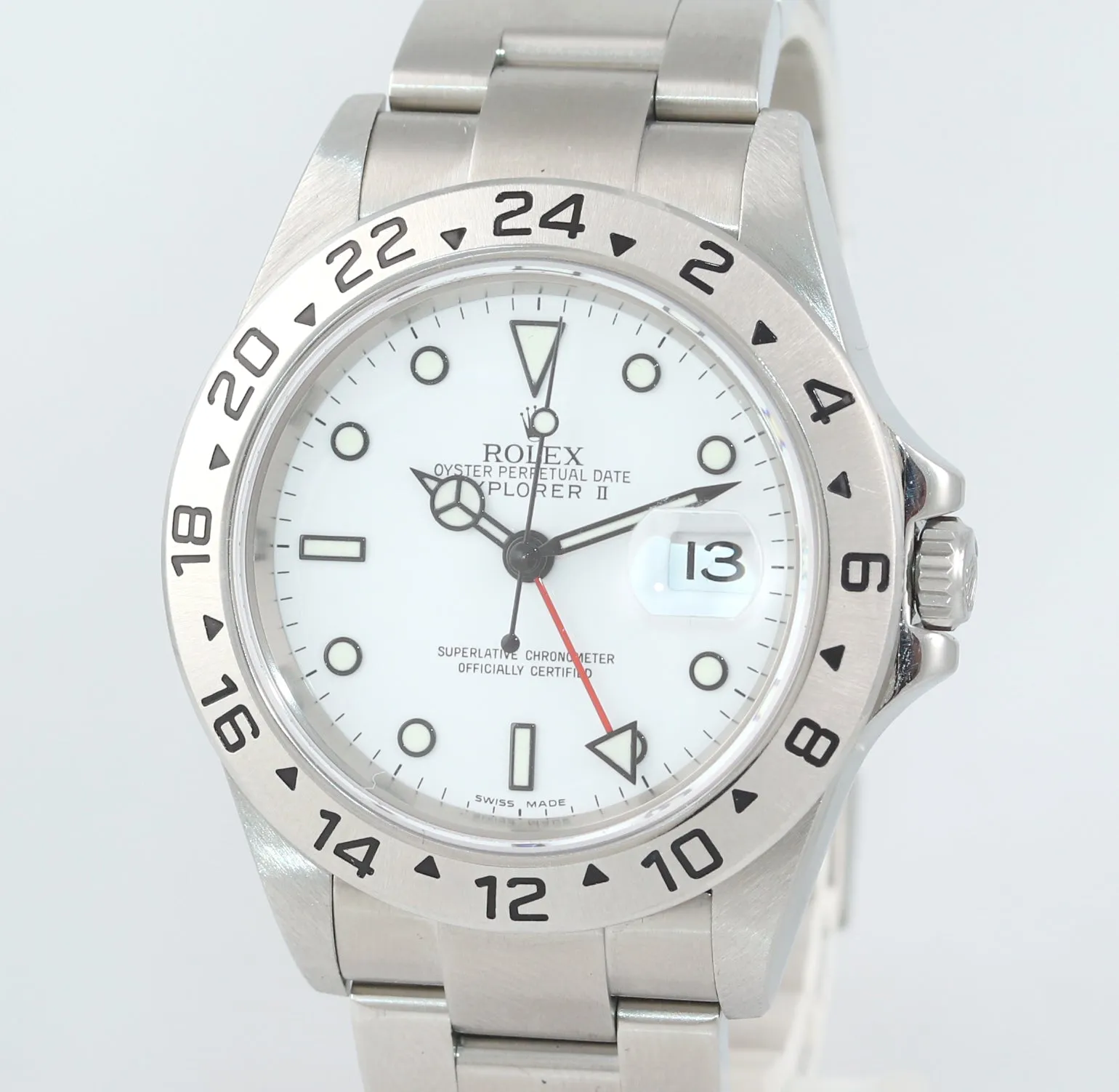 MINT 2005 Rolex Explorer 16570 Steel White Polar GMT 40mm No Holes Watch