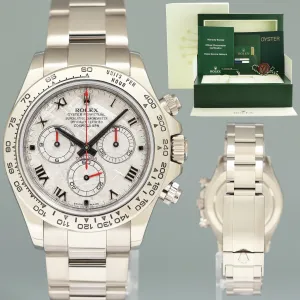 MINT 2011 PAPERS Rolex Daytona Meteorite Roman 116509 White Gold Chrono Watch Box