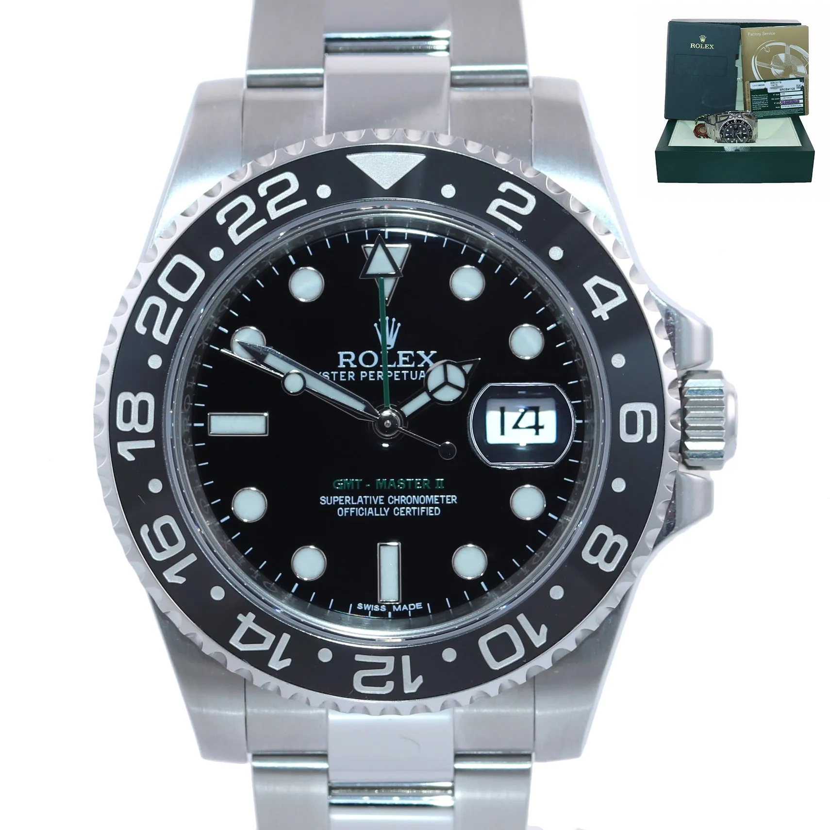 MINT 2014 PAPERS Rolex GMT Master 116710 Steel Ceramic 40mm Black Watch Box