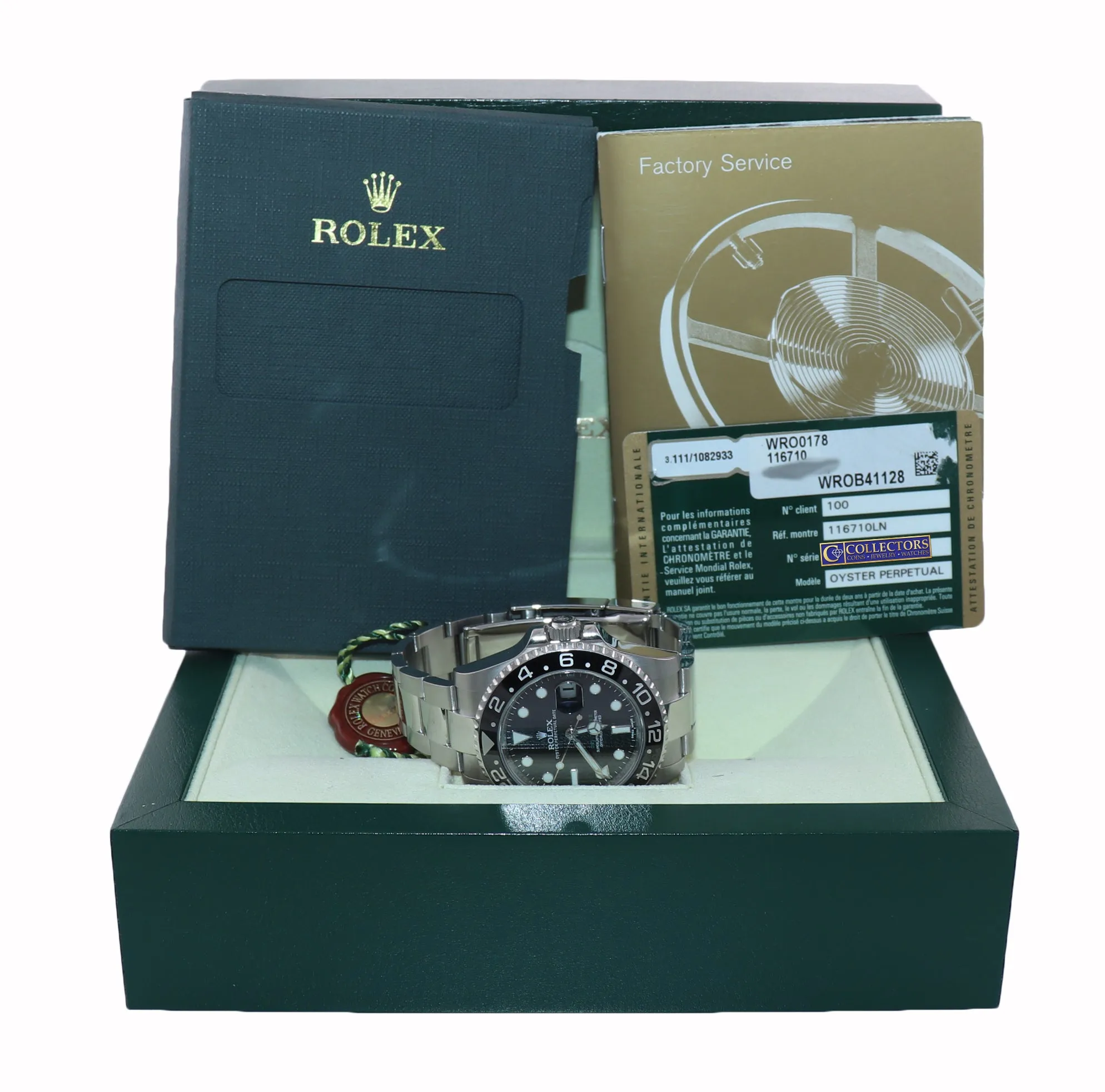 MINT 2014 PAPERS Rolex GMT Master 116710 Steel Ceramic 40mm Black Watch Box