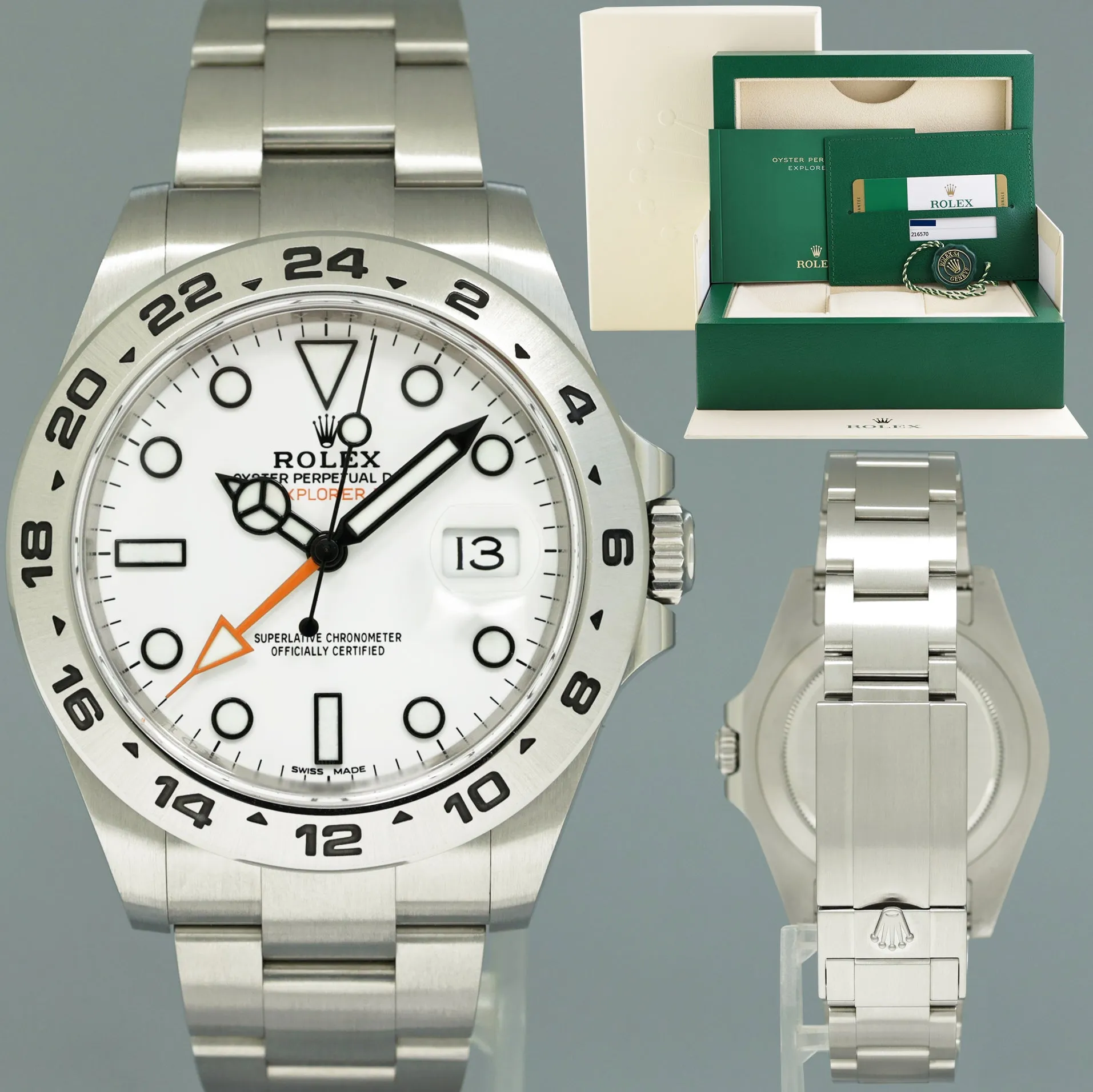 MINT 2015 PAPERS Rolex Explorer II 42mm 216570 Polar White Dial Steel Watch Box
