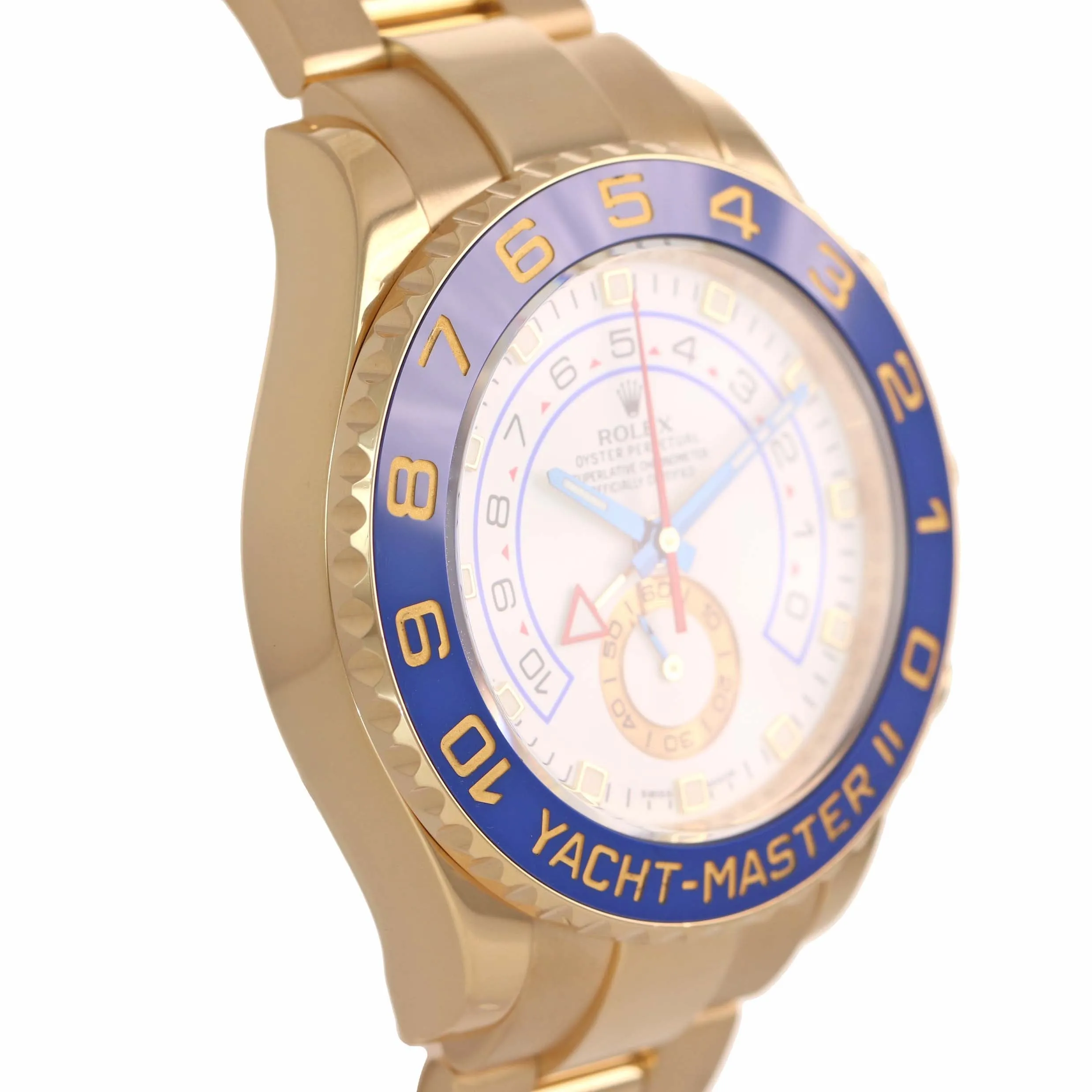 MINT 2016 BLUE HANDS Men's Rolex Yacht-Master 2 Yellow Gold 116688 44mm Watch