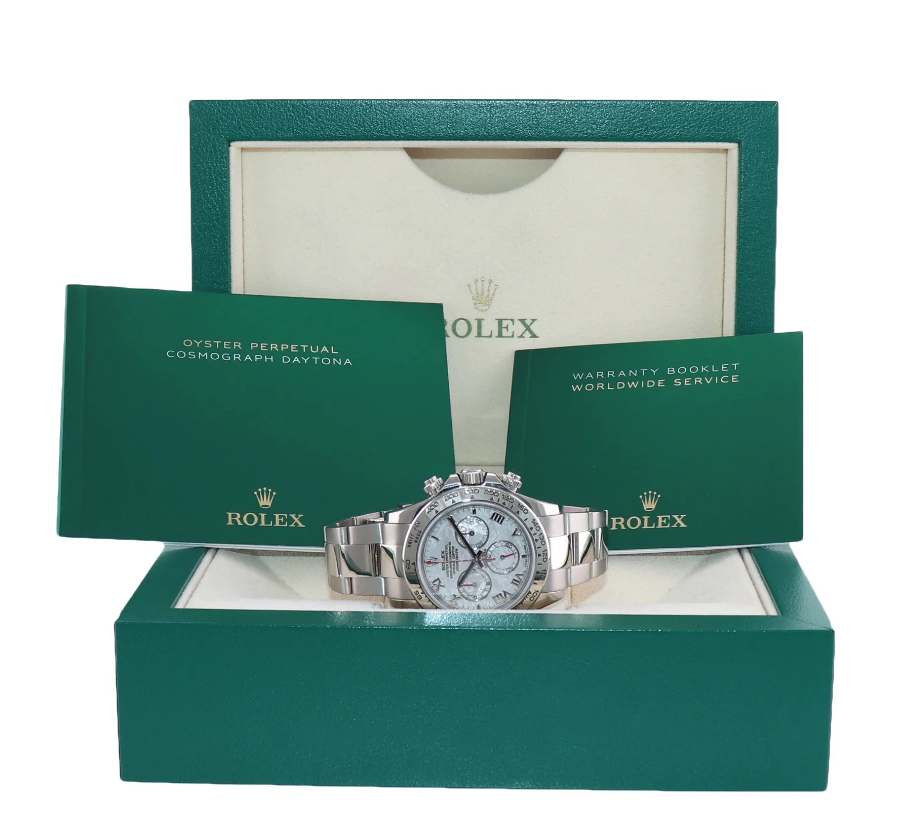 MINT 2016 Rolex Daytona Meteorite Roman 116509 White Gold Chronograph Watch