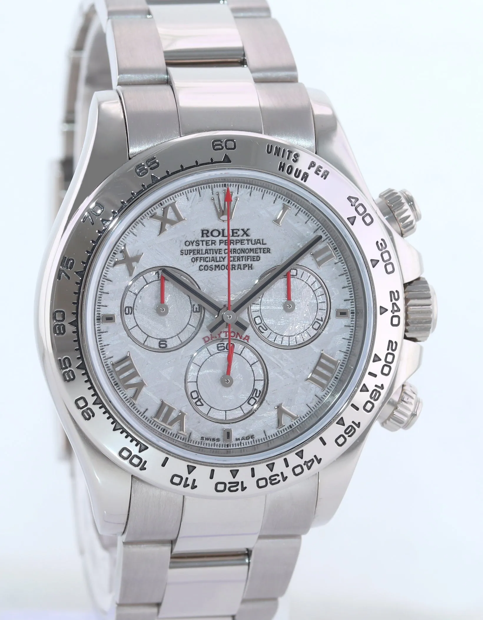 MINT 2016 Rolex Daytona Meteorite Roman 116509 White Gold Chronograph Watch
