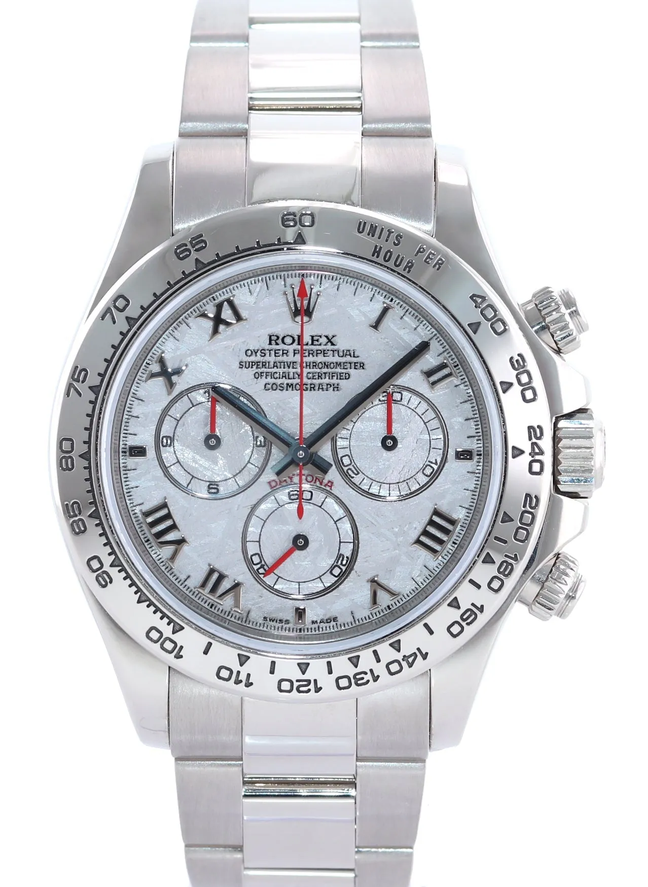 MINT 2016 Rolex Daytona Meteorite Roman 116509 White Gold Chronograph Watch