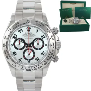 MINT 2016 Rolex Daytona Silver Arabic Racing 116509 18k White Gold Watch Box