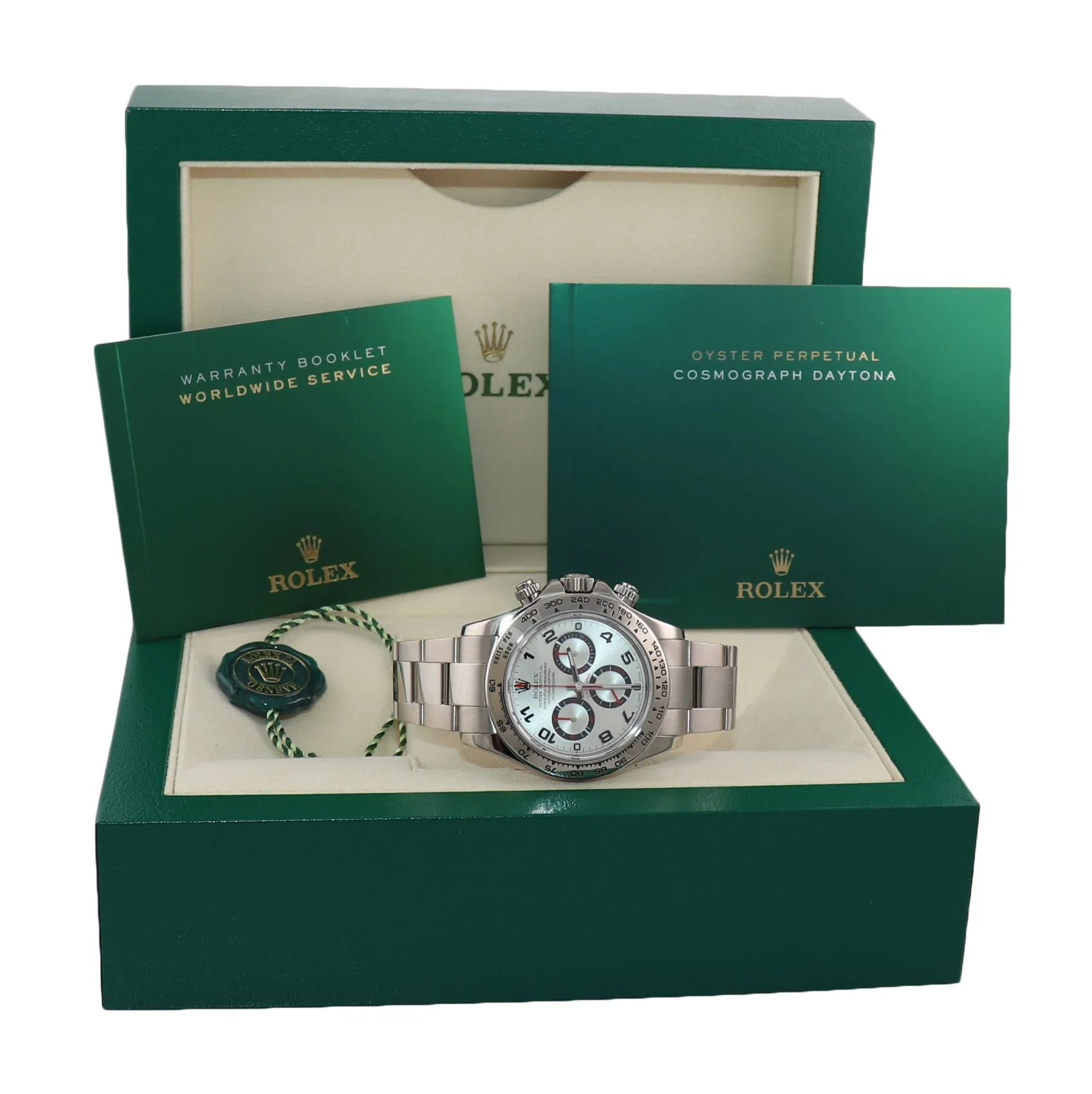 MINT 2016 Rolex Daytona Silver Arabic Racing 116509 18k White Gold Watch Box