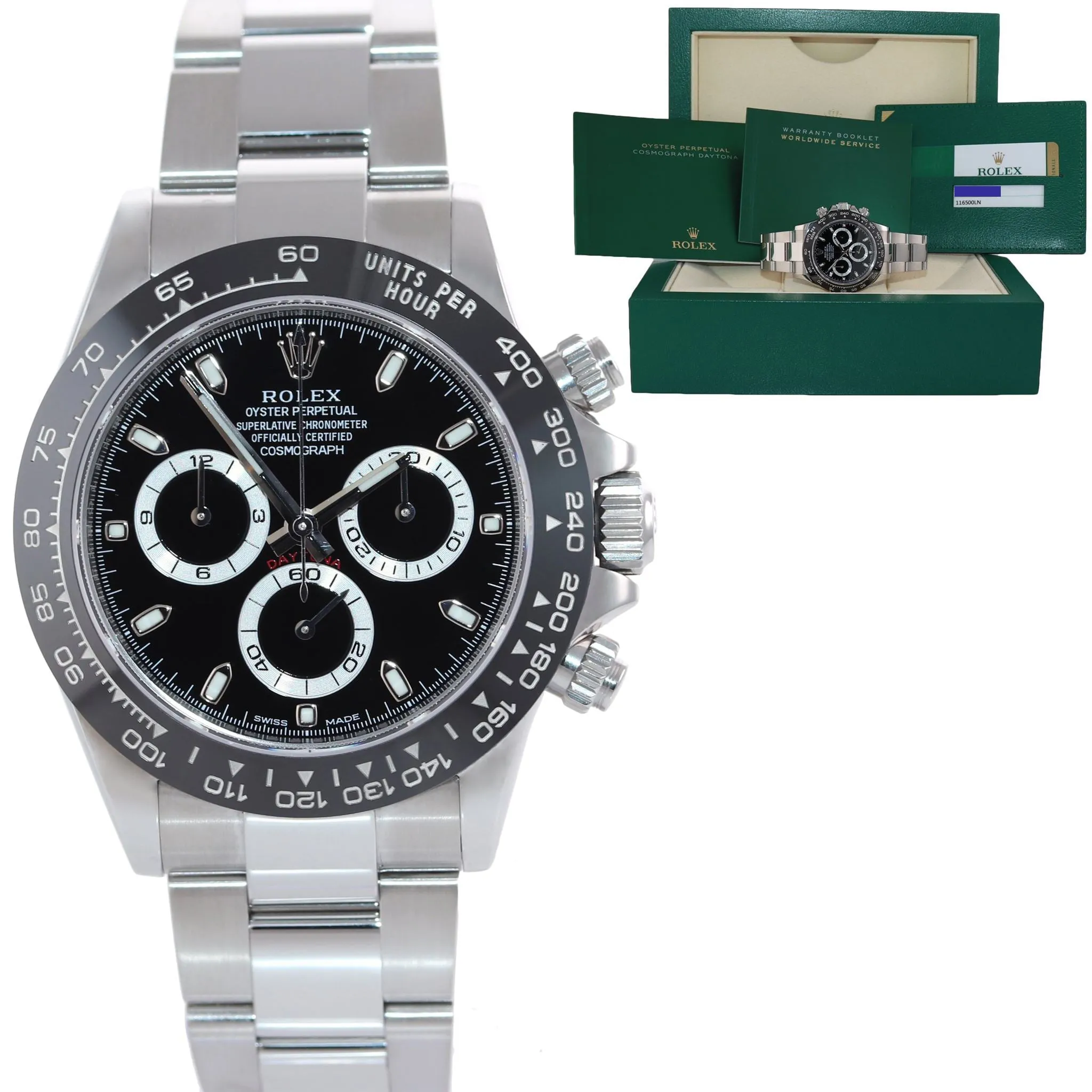 MINT 2018 PAPERS Rolex Daytona 116500 Black Ceramic Steel Watch Box
