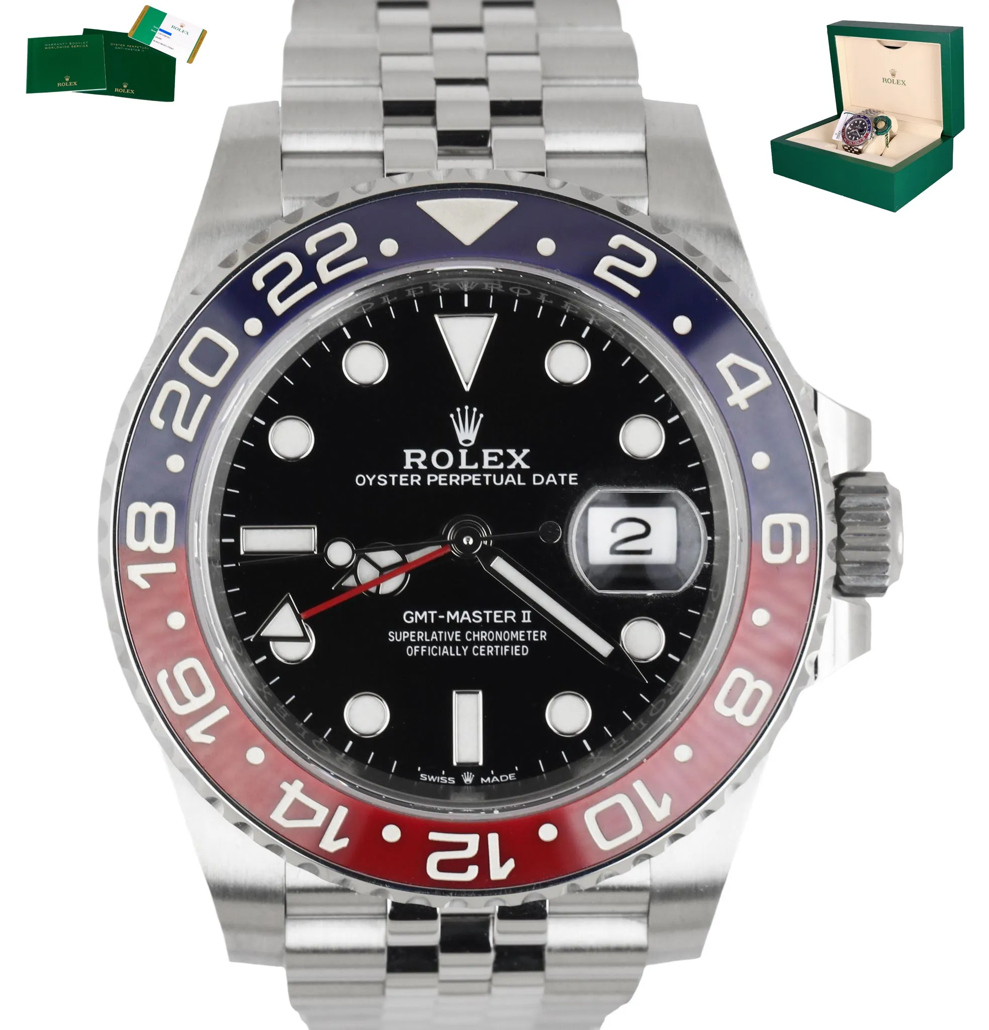 MINT 2018 Rolex GMT Master II PEPSI Jubilee Blue Red Ceramic Steel 126710 BLRO
