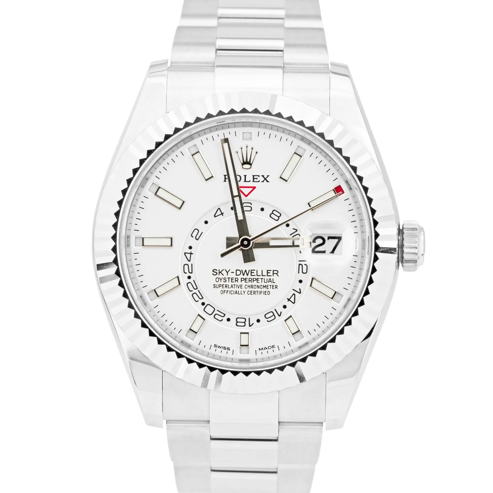 MINT 2022 Rolex Sky-Dweller Stainless Steel White Gold Silver 42mm Watch 326934