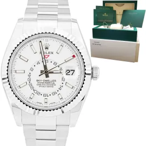 MINT 2022 Rolex Sky-Dweller Stainless Steel White Gold Silver 42mm Watch 326934