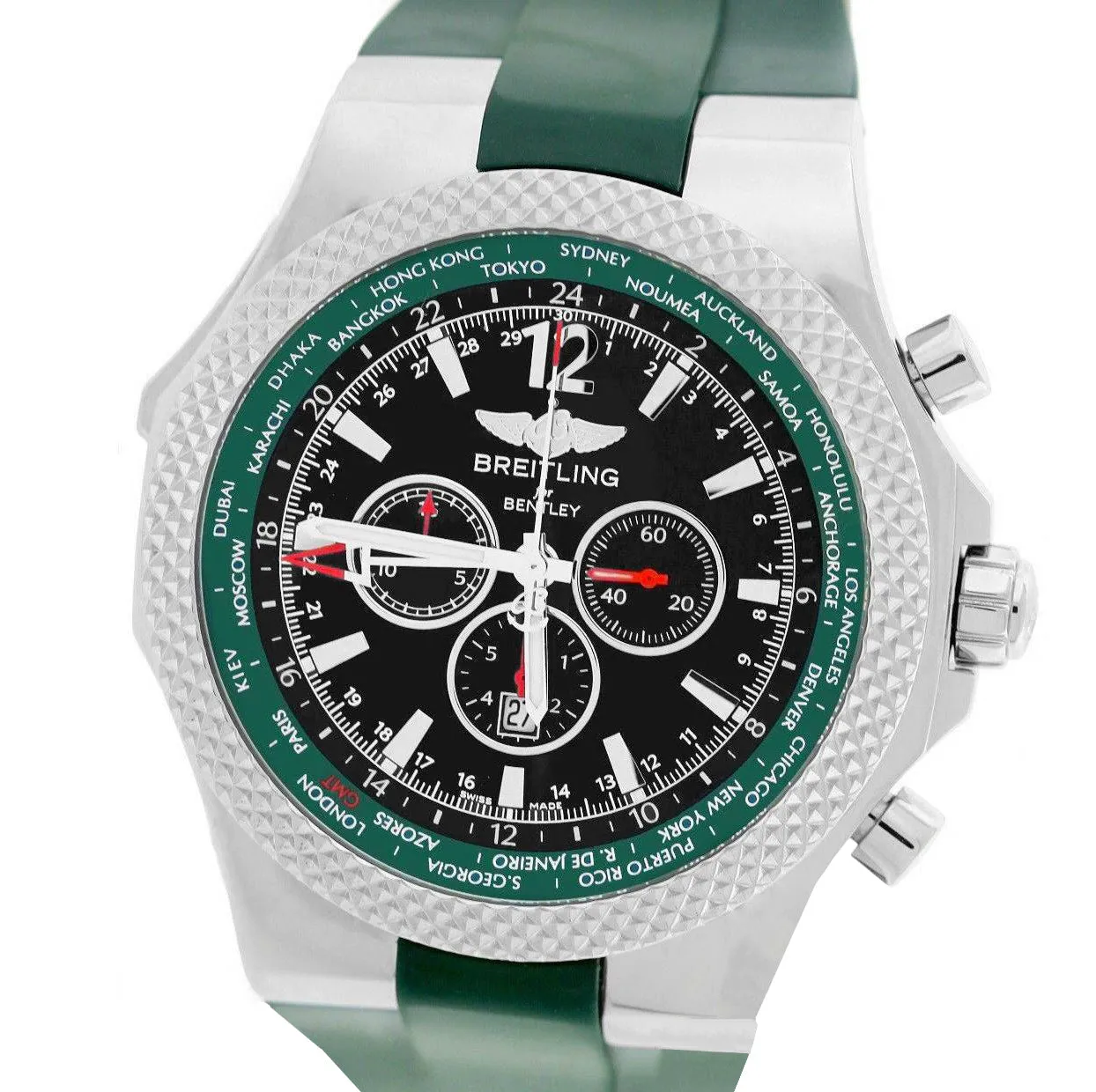 MINT Breitling Bentley GMT British Racing Green Black A47362 Chronograph Watch