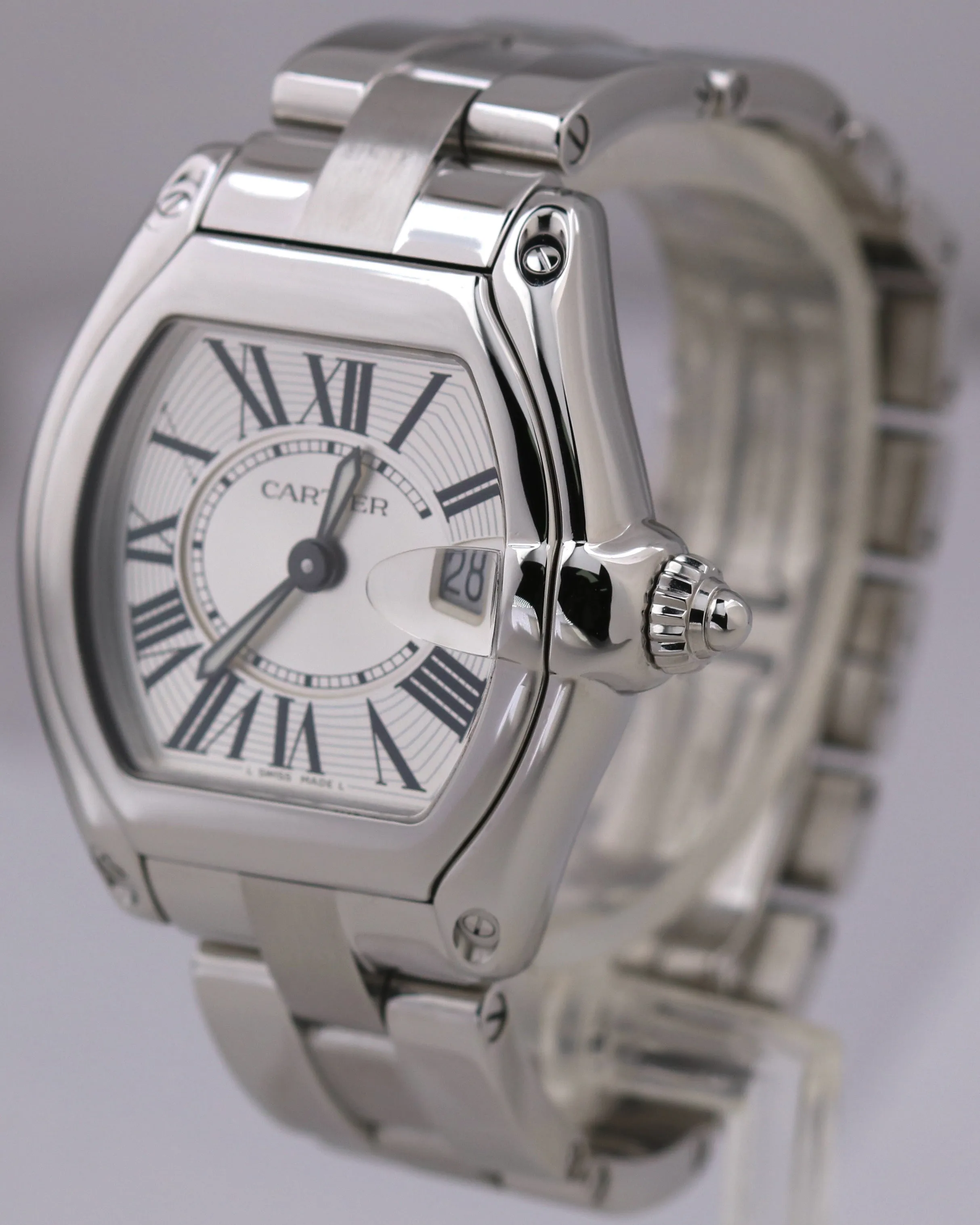 MINT Cartier Roadster SILVER Roman 31mm Quartz Stainless Steel 2675 W62016V3