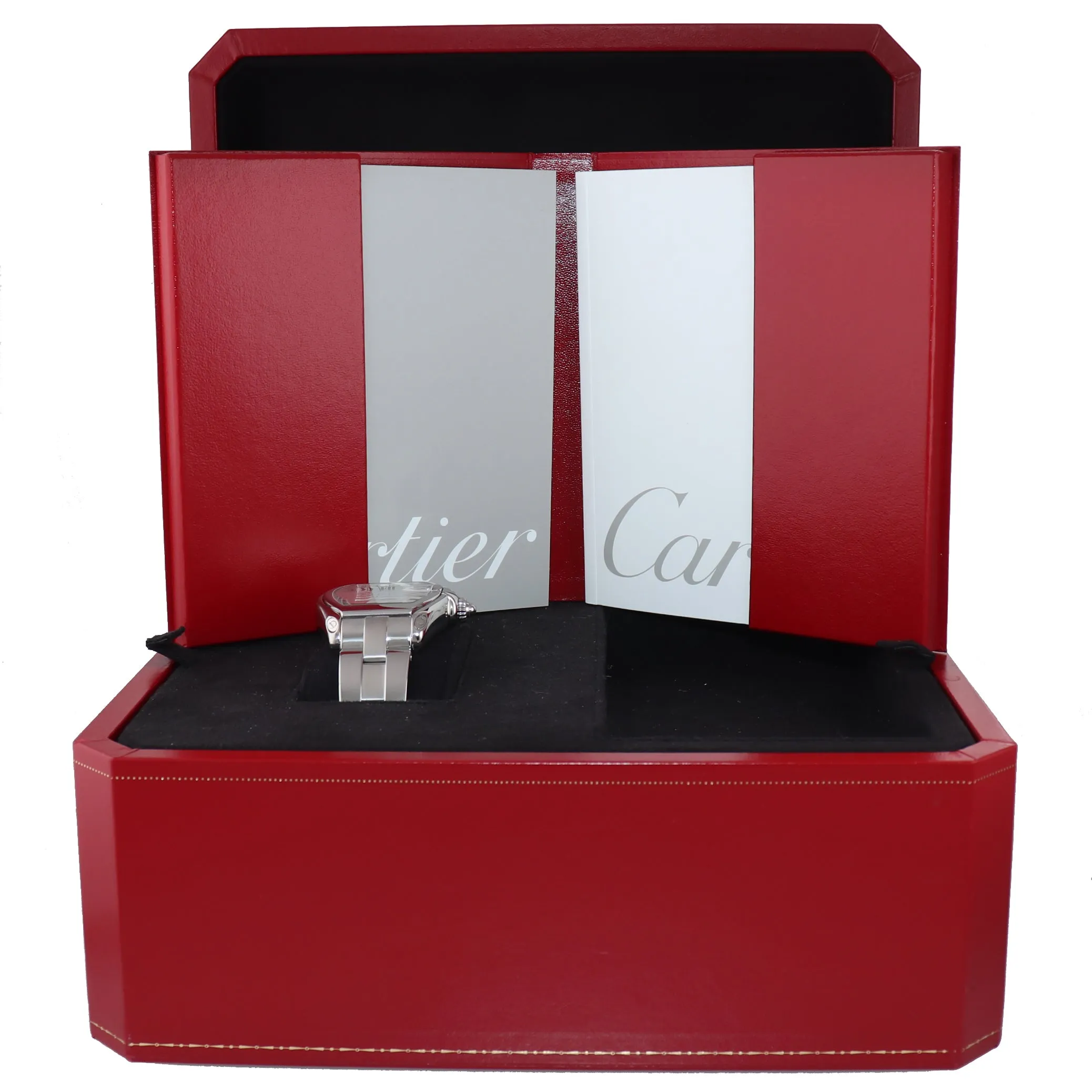 MINT Cartier Roadster XL GMT W62032X6 Silver Roman Automatic Steel Watch 2722
