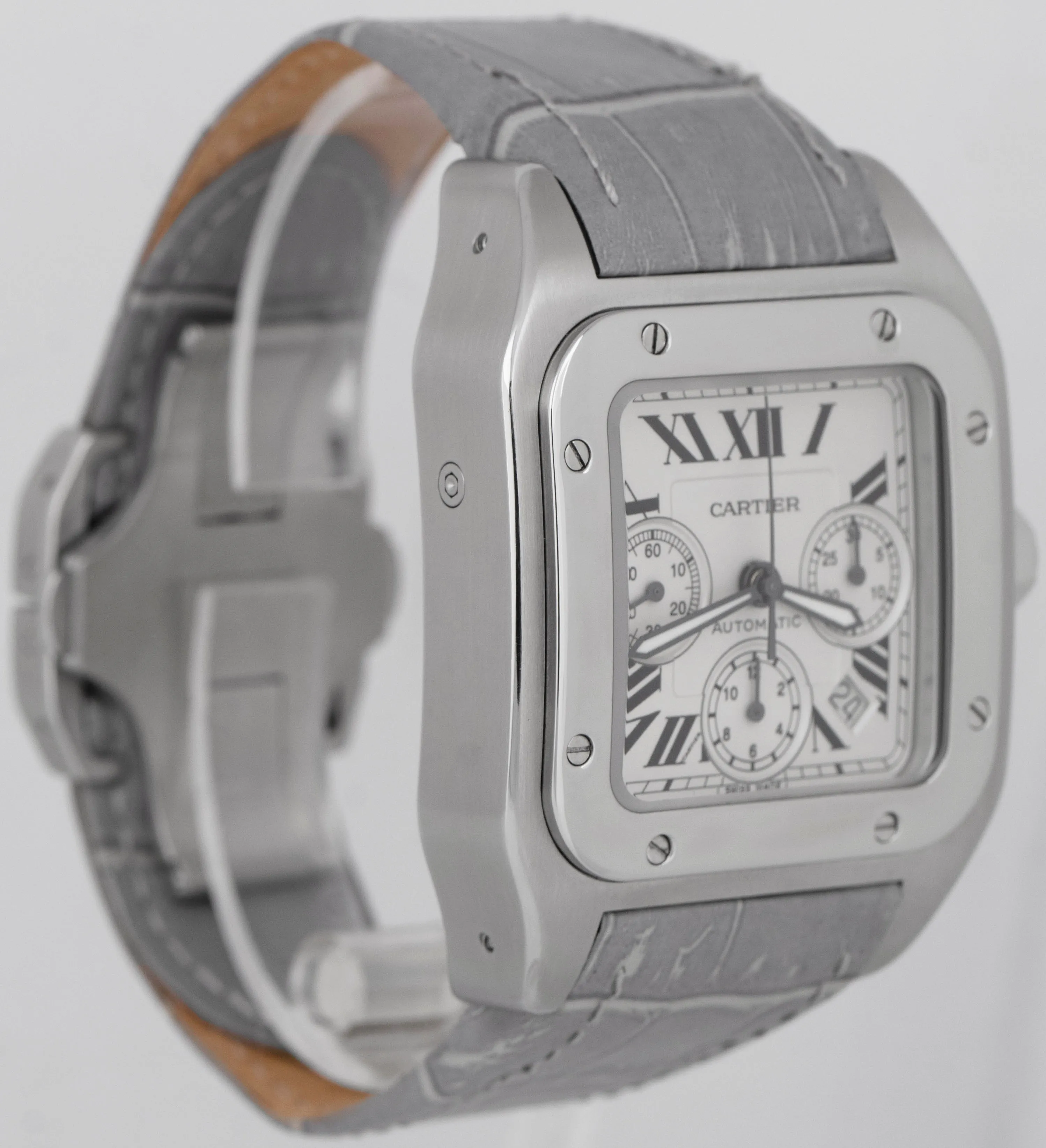 MINT Cartier Santos 100 XL Chronograph 2740 Stainless Steel 41mm Automatic Watch