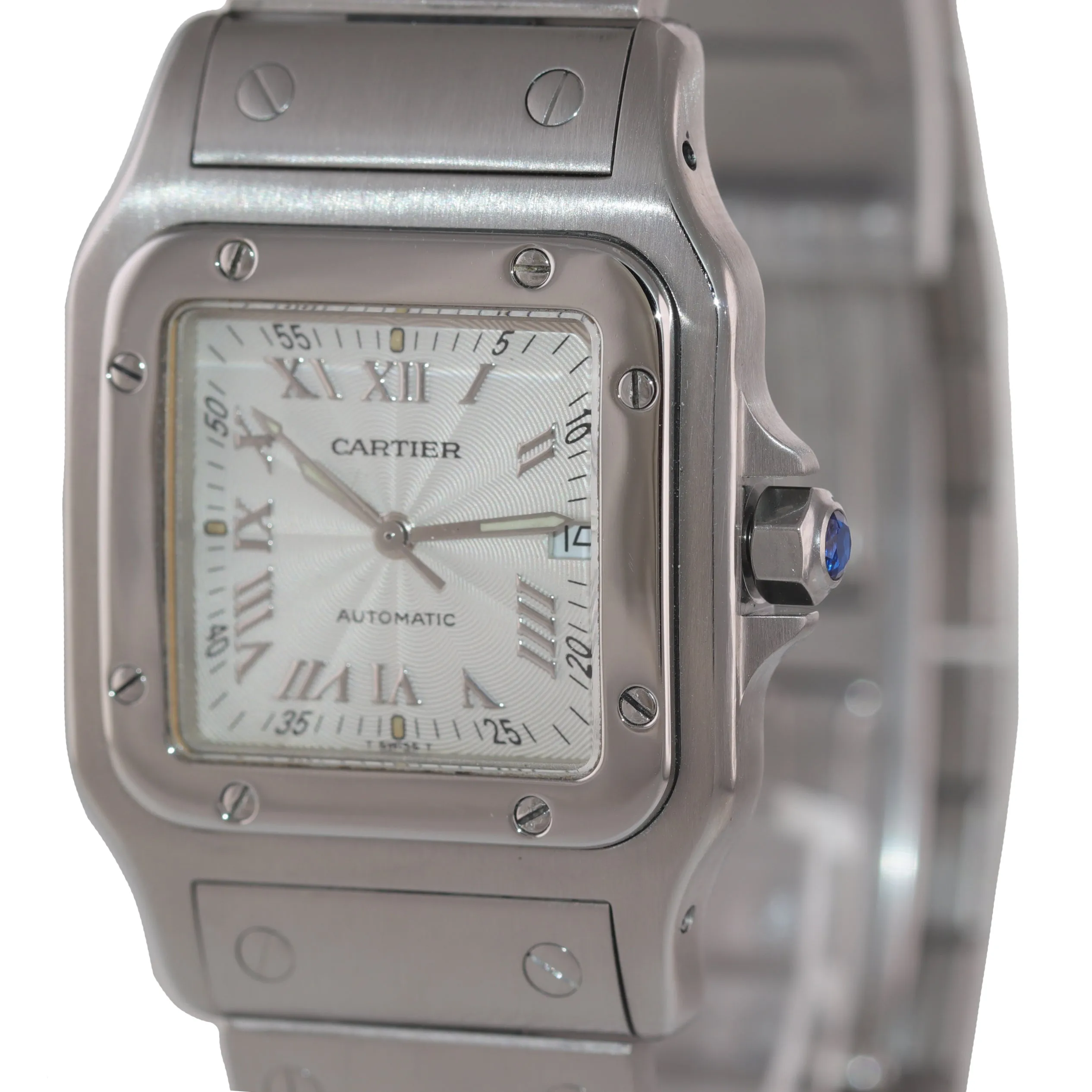 MINT Cartier Santos Galbee 29mm Automatic Steel Silver Roman Date Watch 2319