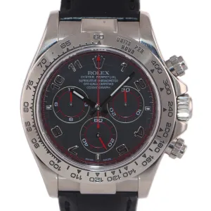 MINT Rolex Daytona 116519 Black Racing Dial 40mm Leather White Gold Watch Box