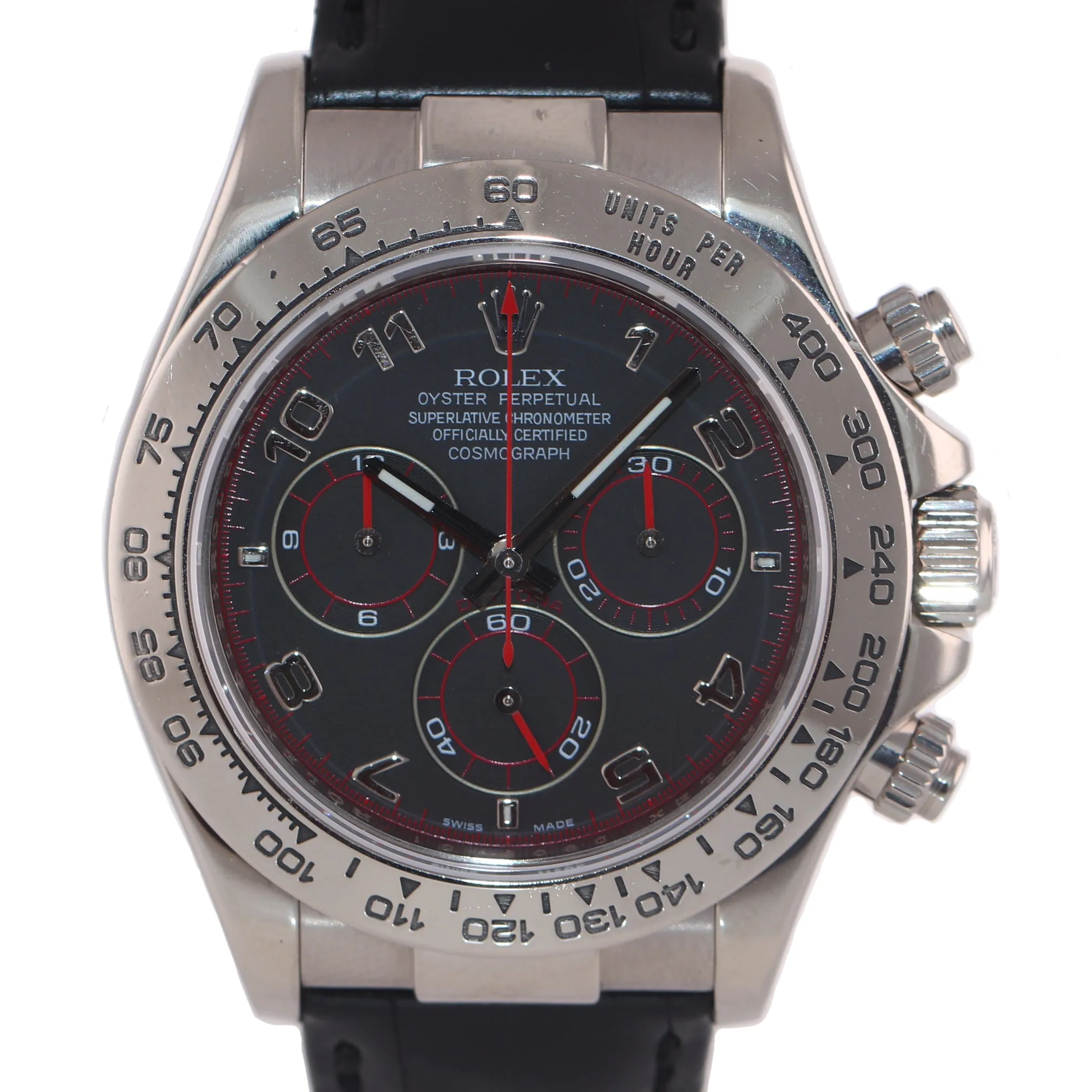 MINT Rolex Daytona 116519 Black Racing Dial 40mm Leather White Gold Watch Box