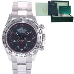 Mint Rolex Daytona Black Racing Dial 116509 18k White Gold Chrono Watch Box