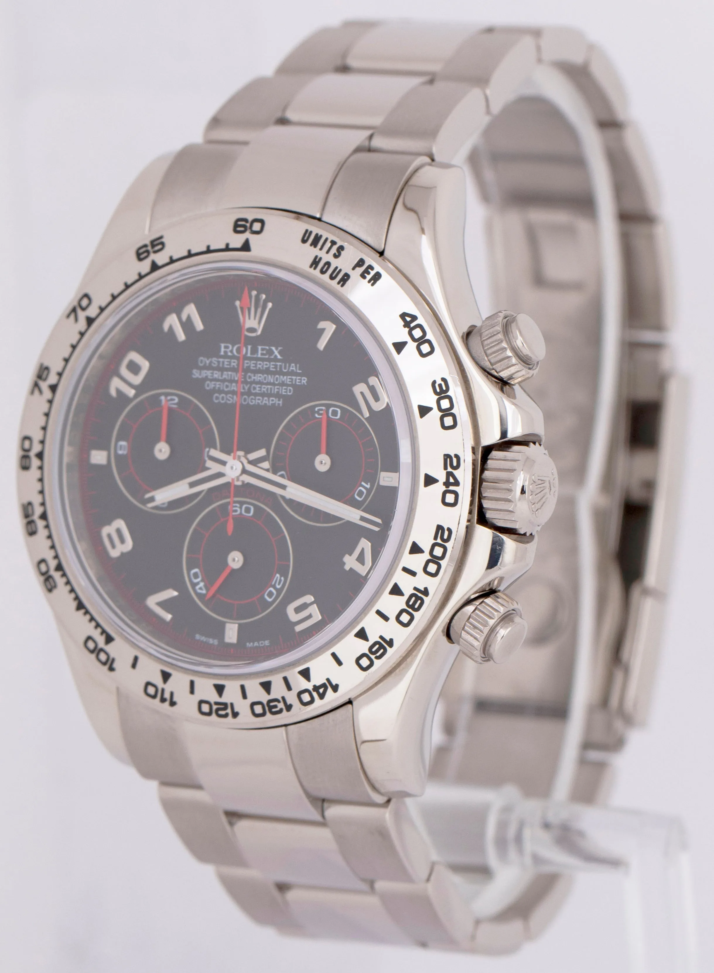 MINT Rolex Daytona Cosmograph BLACK RACING Red 18K White Gold Oyster 116509