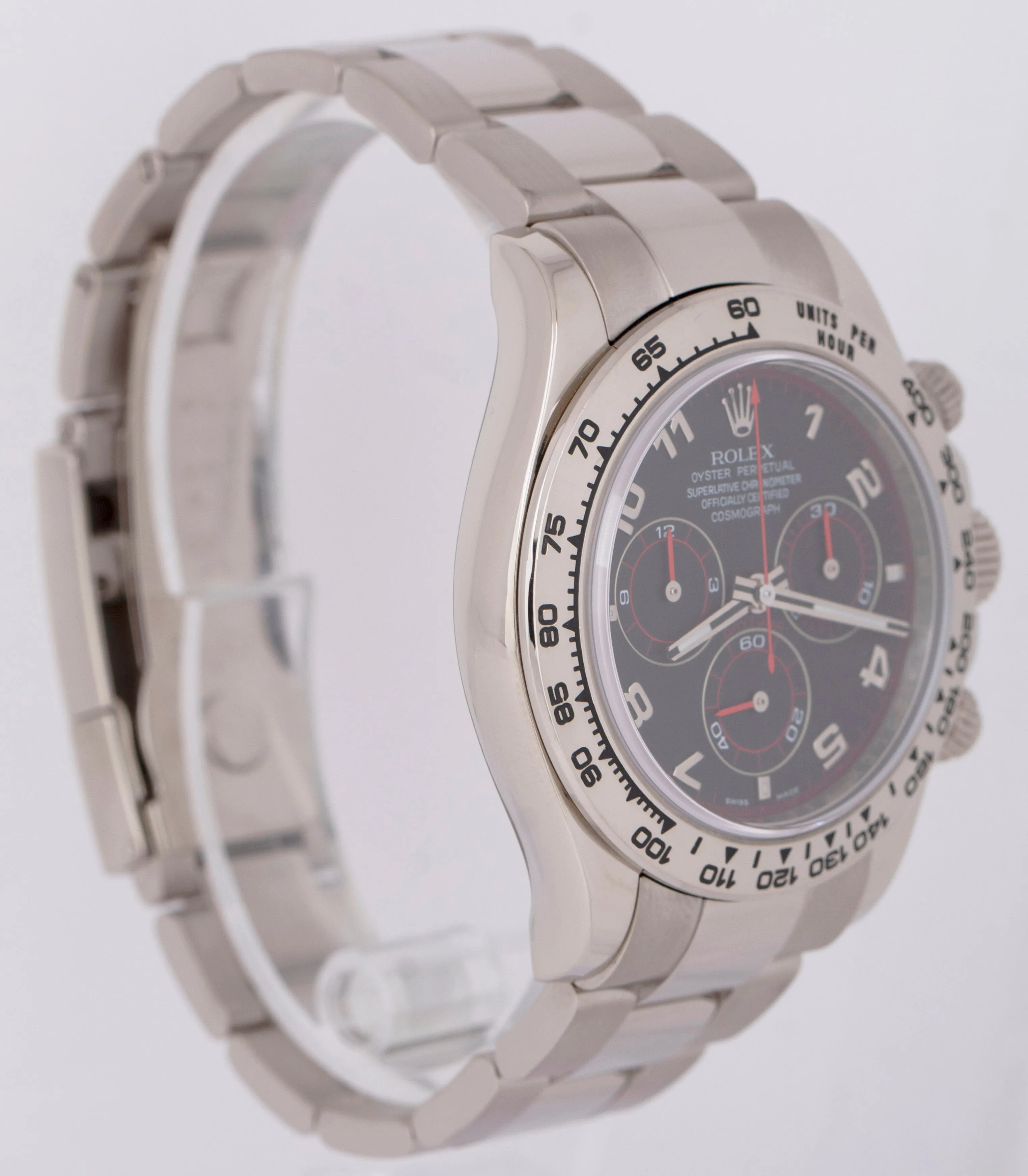 MINT Rolex Daytona Cosmograph BLACK RACING Red 18K White Gold Oyster 116509