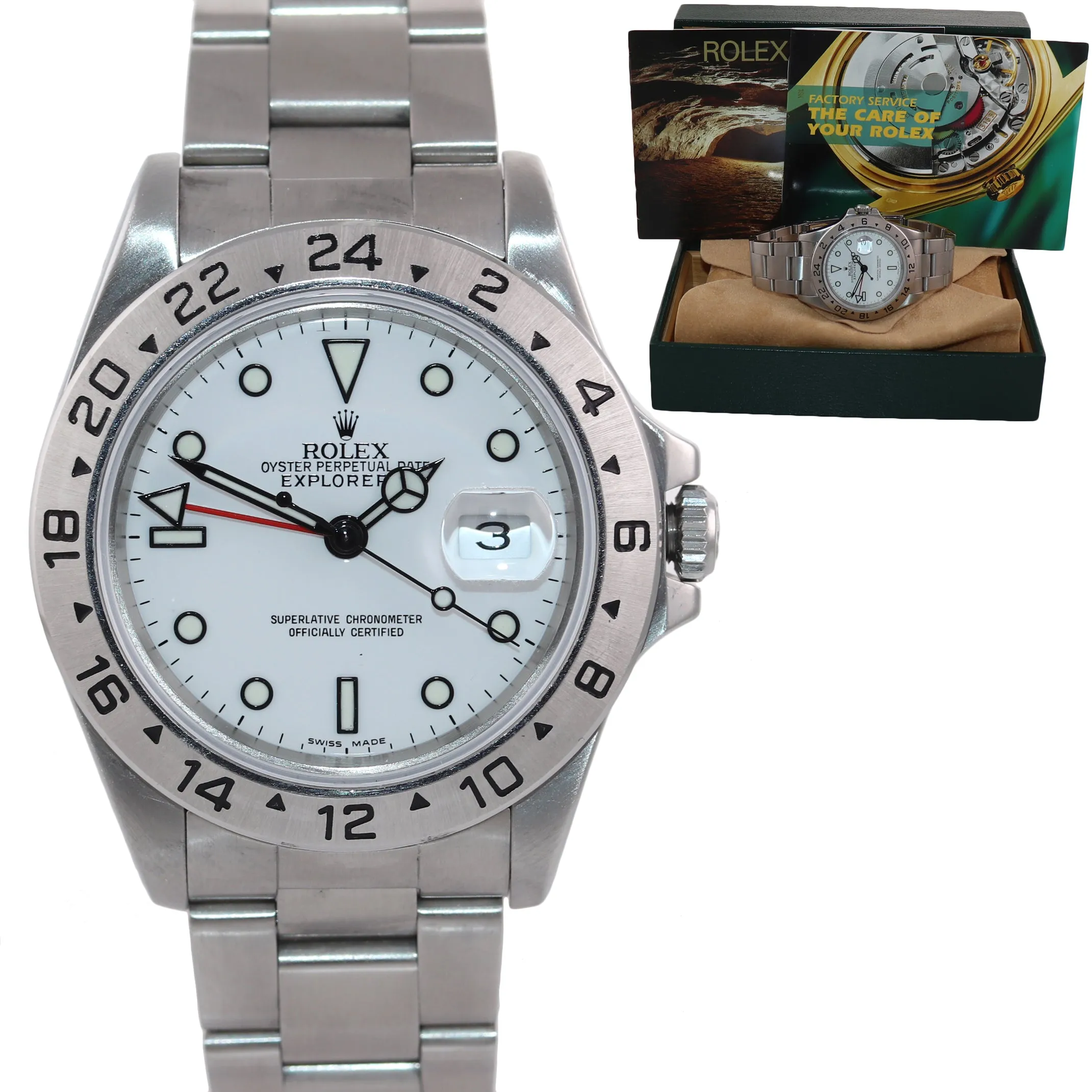 MINT Rolex Explorer II 16570 Polar White Dial 40mm Date GMT Oyster Watch Box