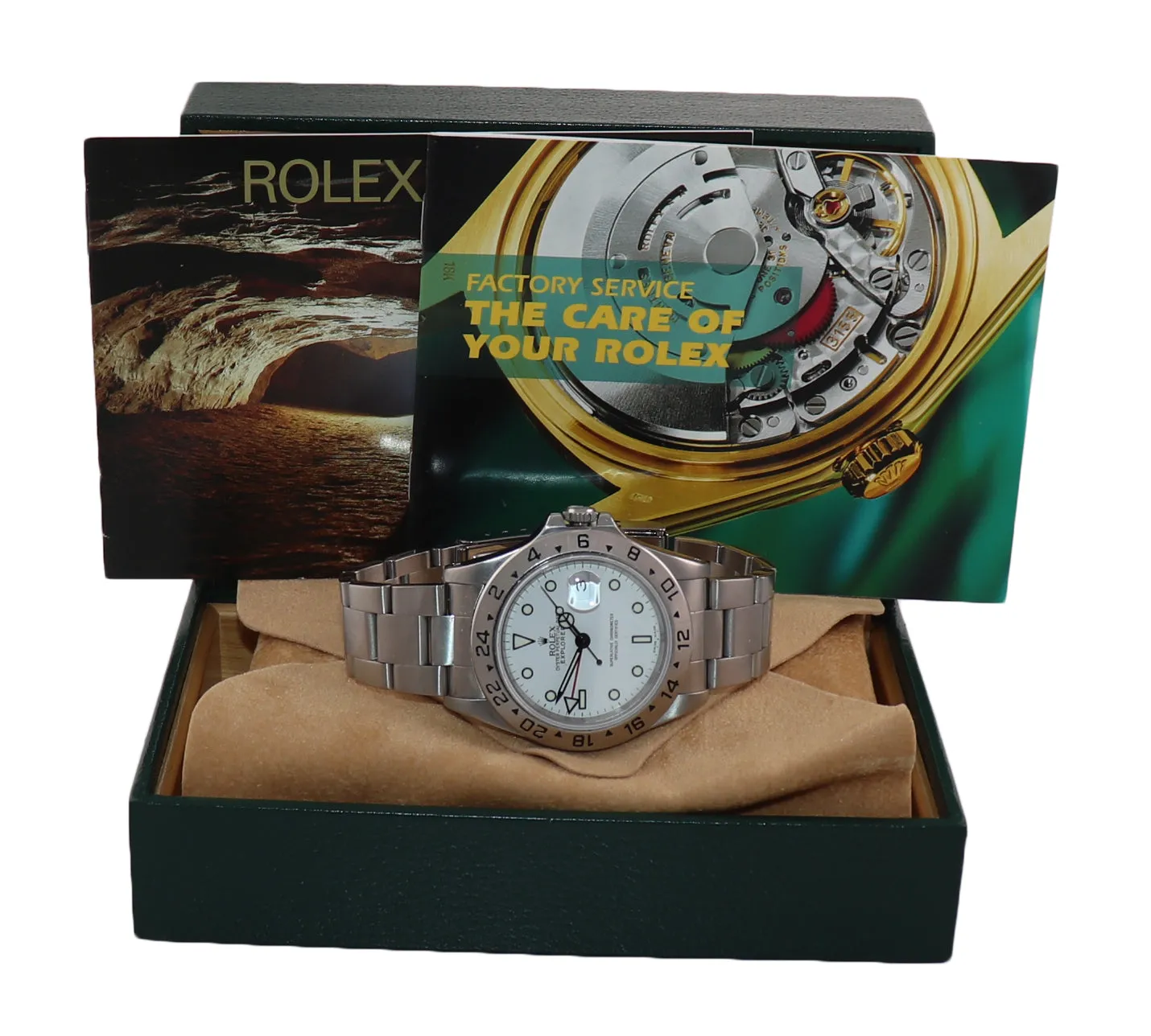 MINT Rolex Explorer II 16570 Polar White Dial 40mm Date GMT Oyster Watch Box