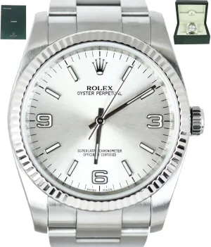 MINT Rolex Oyster Perpetual 36 Silver 116034 Stainless Steel 36mm 18K White Gold
