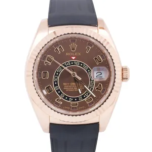 MINT Rolex Sky-Dweller 42mm CHOCOLATE ARABIC Brown 18K Rose Gold 326135 BOX