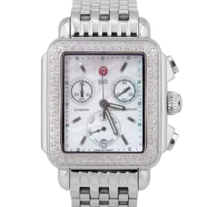MINT Women's Michele Deco DIAMOND Mother of Pearl Chronograph 35mm MW06A00 Watch