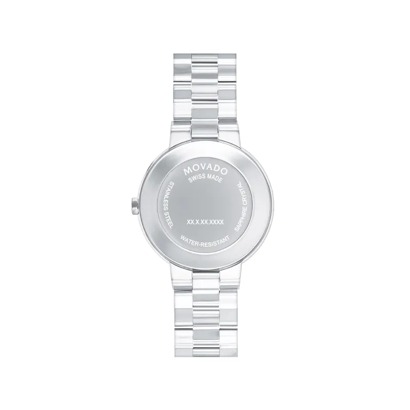 Movado Sapphire Ladies Stainless Steel Diamond and Silver Tone Dial Watch