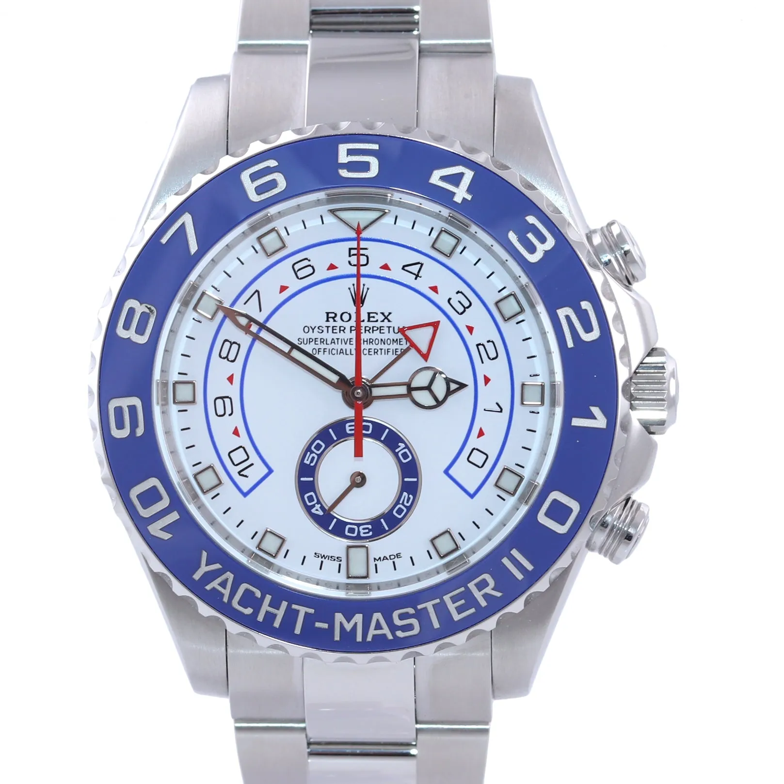 NEW 2019 Rolex Yacht-Master 2 44mm MERCEDES HANDS Steel Blue 116680 Watch