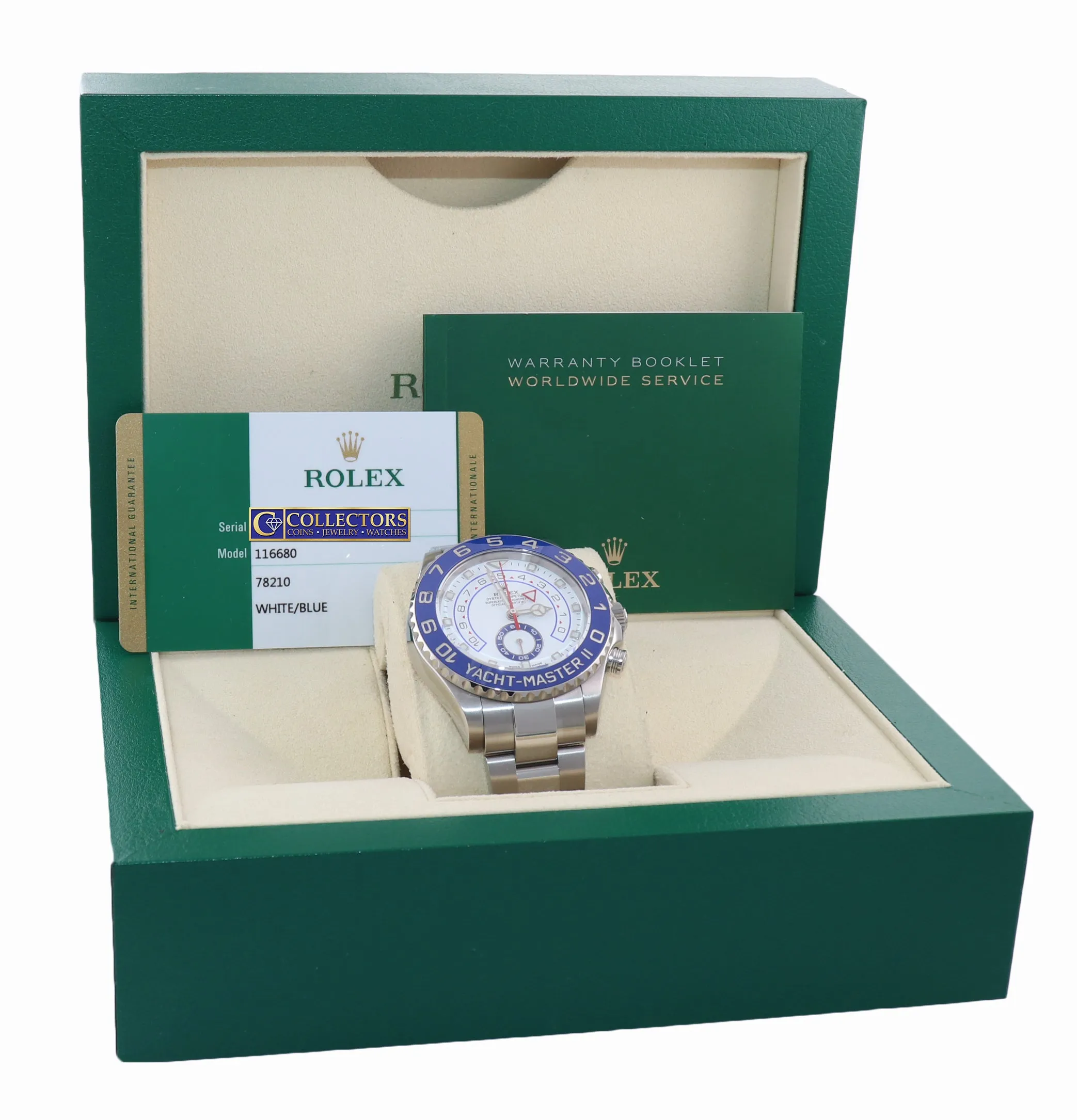 NEW 2019 Rolex Yacht-Master 2 44mm MERCEDES HANDS Steel Blue 116680 Watch