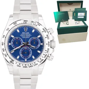 NEW 2020 STICKERED Rolex Daytona Cosmograph BLUE 18K White Gold Watch 116509 B P
