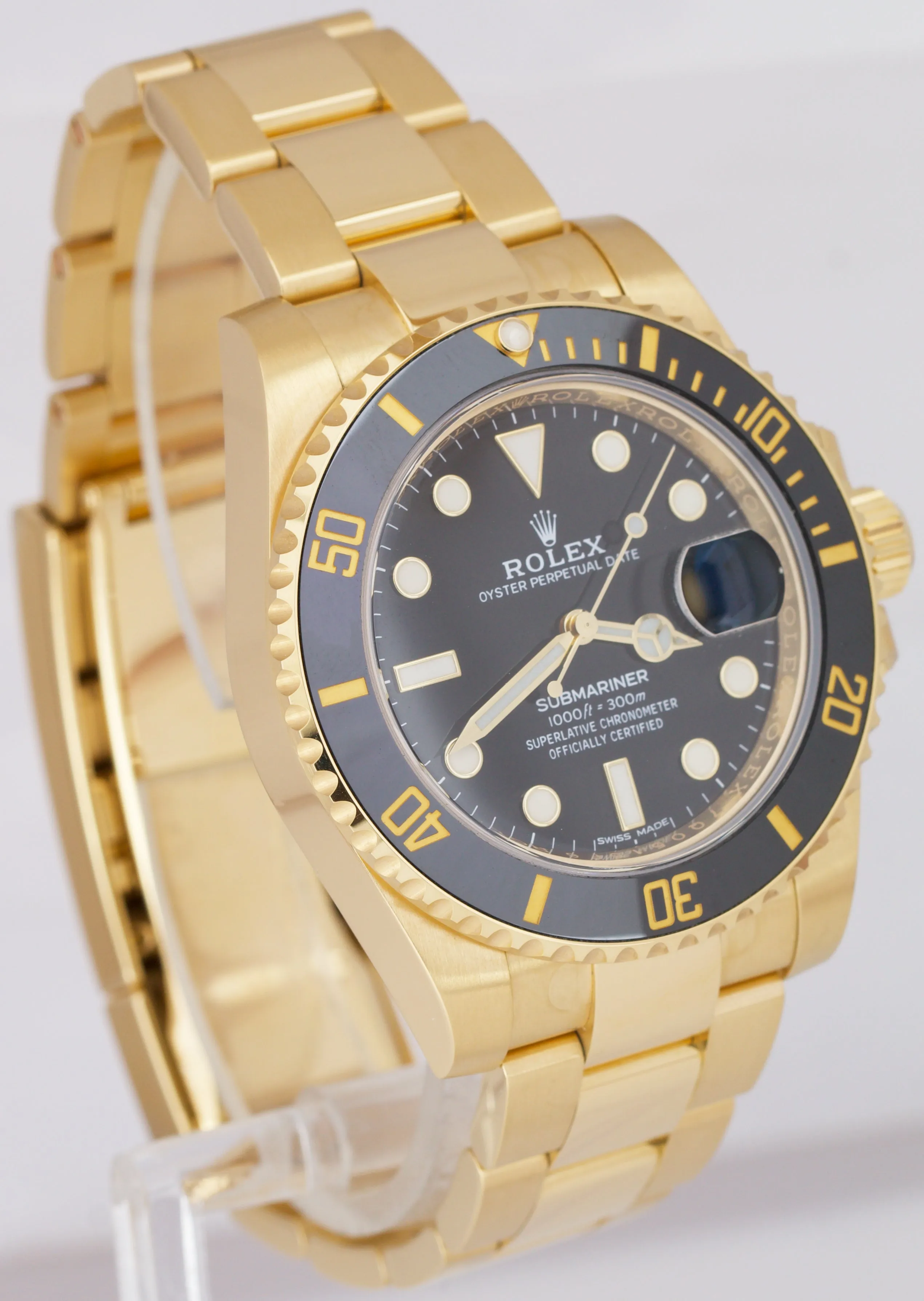 NEW 2020 STICKERED Rolex Submariner 18K Yellow Gold Black 40mm Watch 116618 LN
