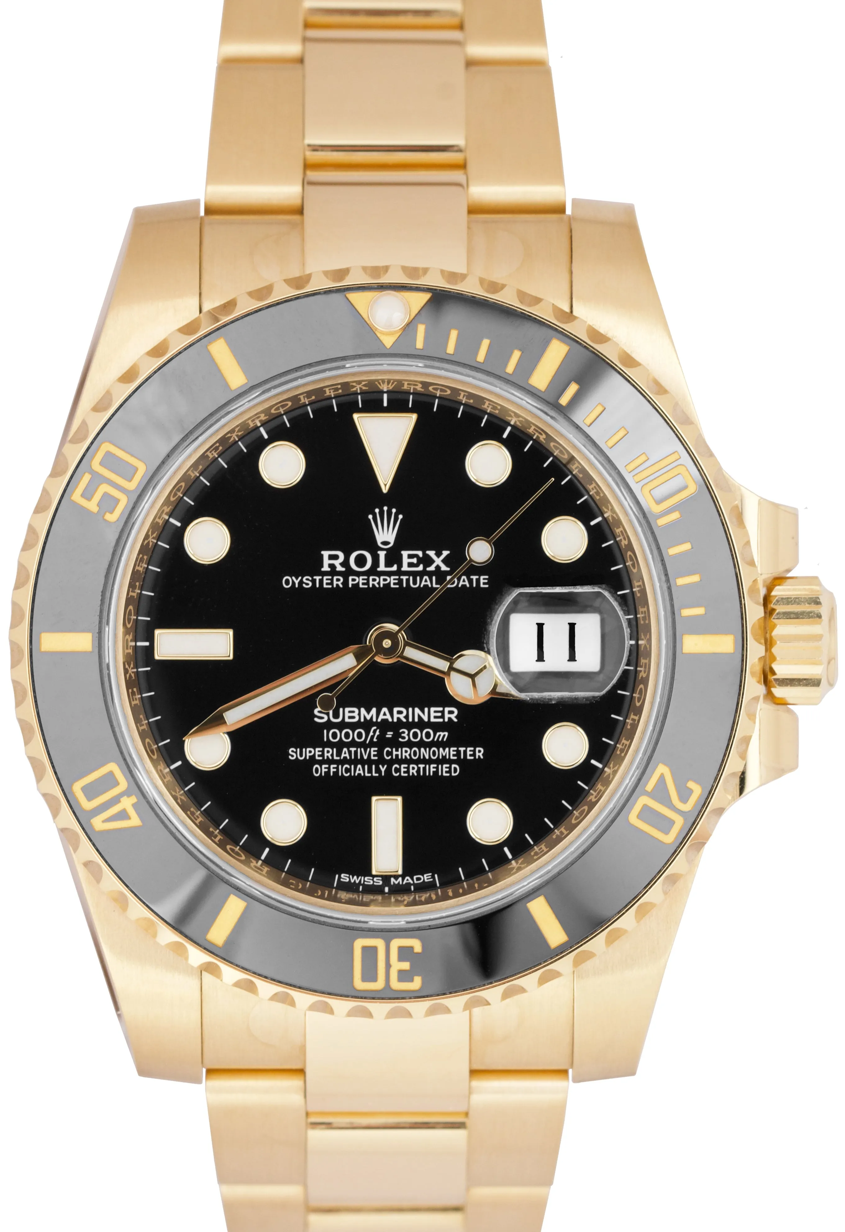 NEW 2020 STICKERED Rolex Submariner 18K Yellow Gold Black 40mm Watch 116618 LN