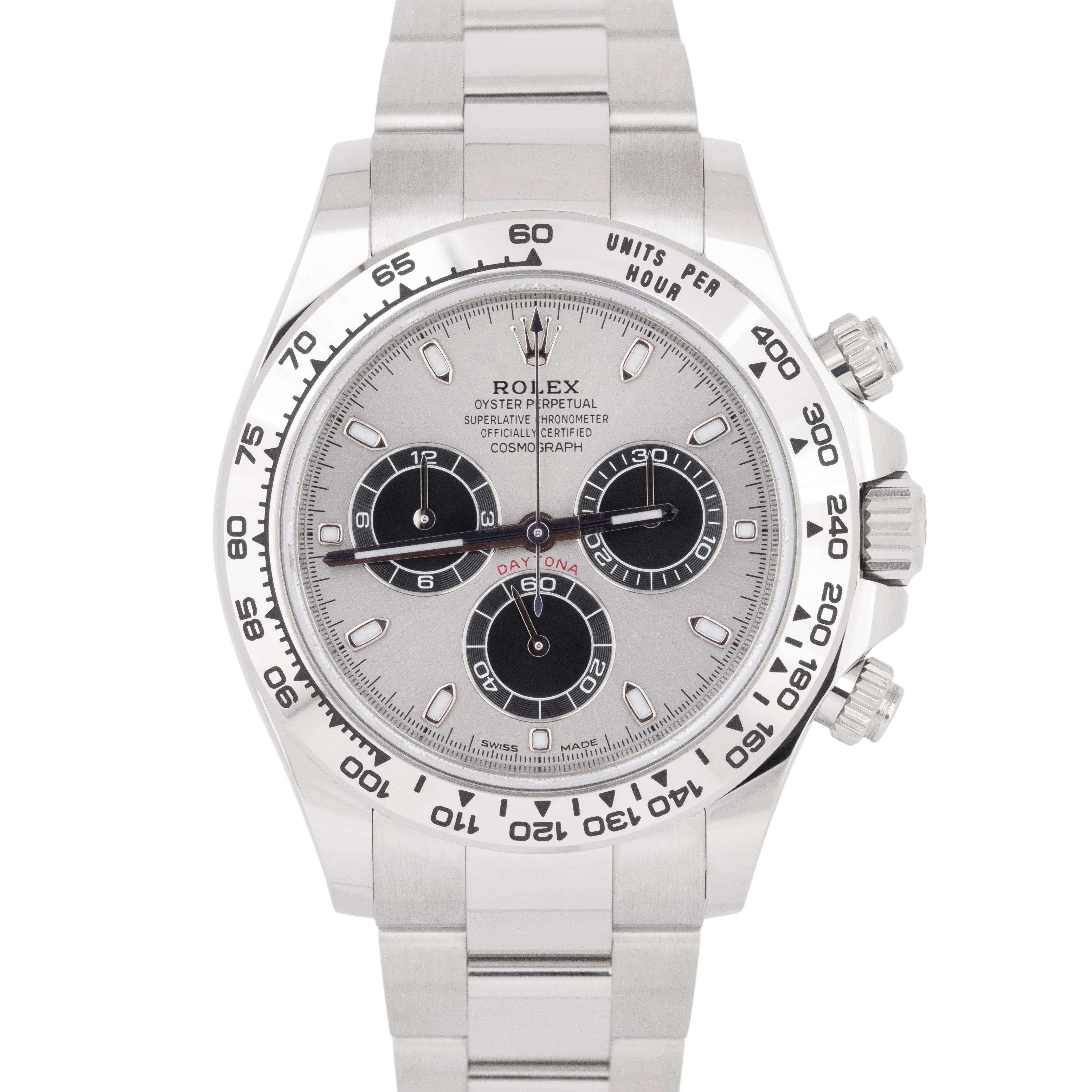 NEW 2023 Rolex Daytona Cosmograph Silver Black 18K White Gold Watch 116509 B P